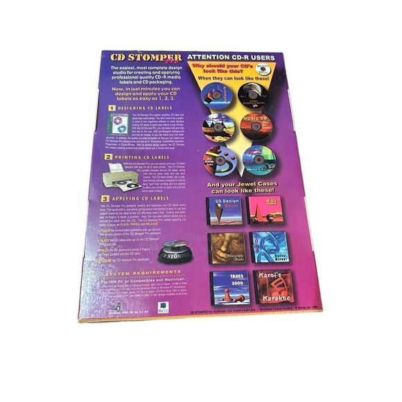 CD Stomper Pro CD Label Design Applicator System Kit 1999 NEW SEALED PC and Mac - Picture 2 of 8